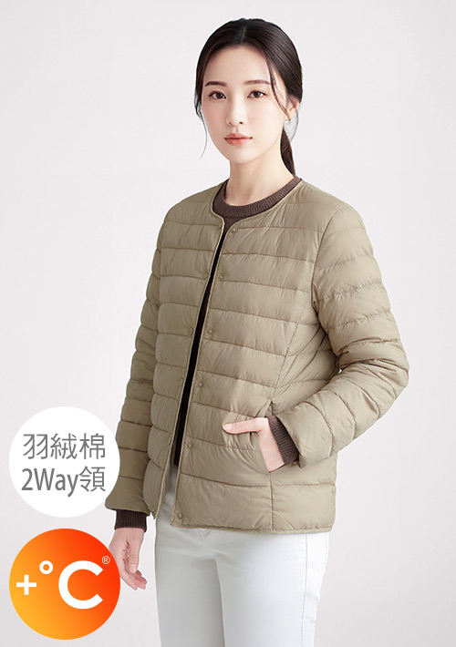 +℃ 科技羽絨棉無領外套