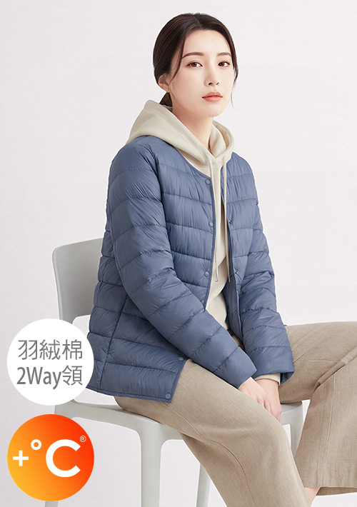 +℃ 科技羽絨棉無領外套