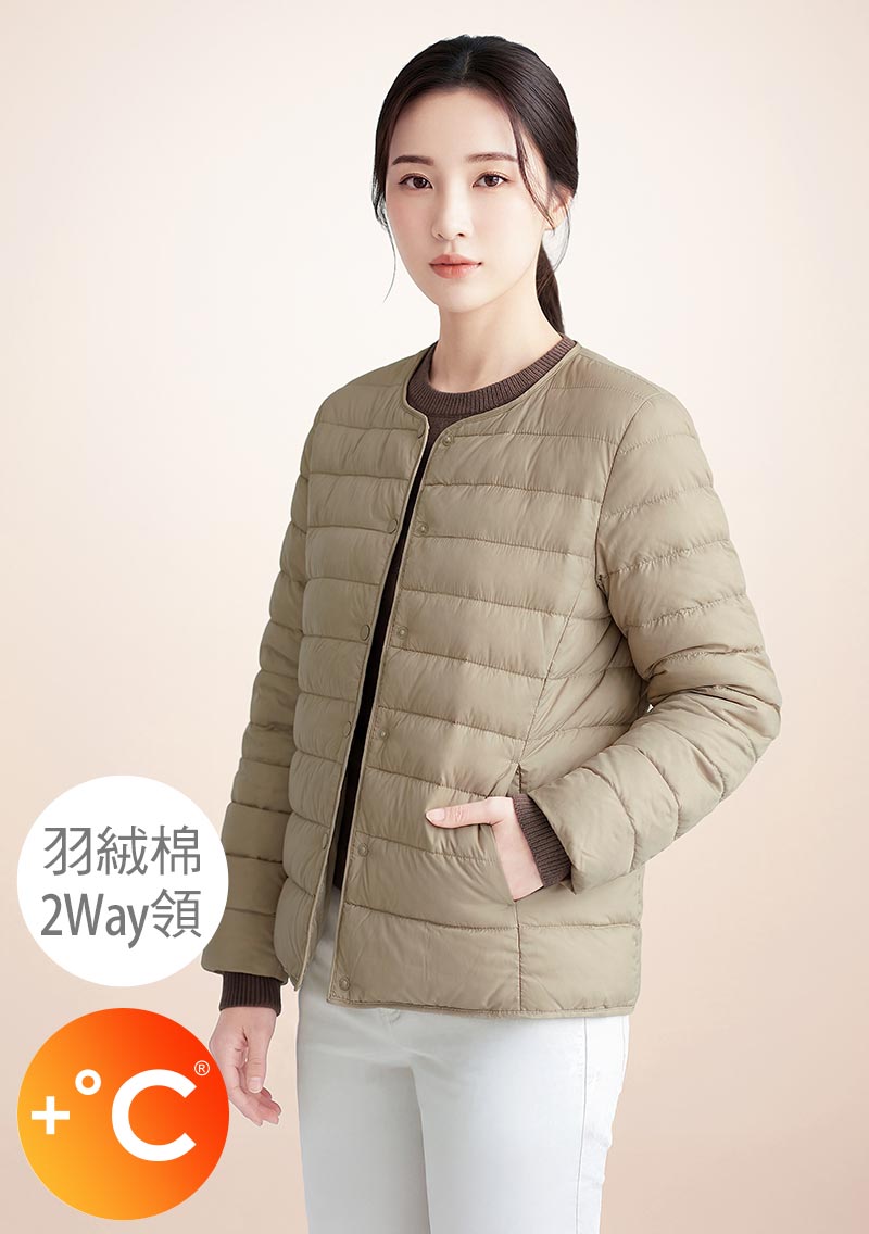 +℃ 科技羽絨棉無領外套