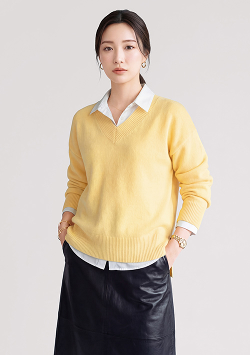 V領側開衩毛衣