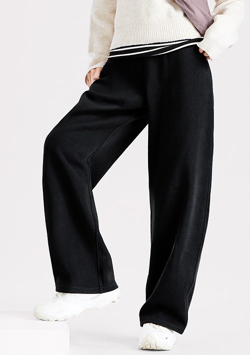 厚磅羅紋繭型鬆緊長褲