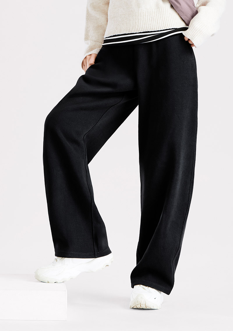 厚磅羅紋繭型鬆緊長褲