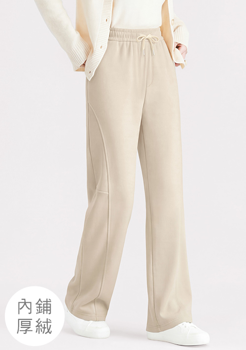 暖暖絨彈性腰修身直筒褲