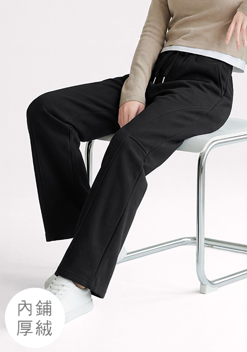 暖暖絨彈性腰修身直筒褲