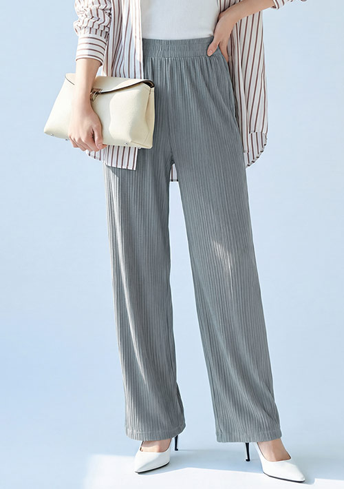 顯瘦垂感細褶寬褲