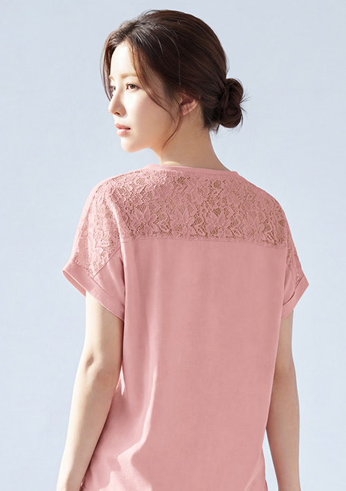 特級四面彈性蕾絲法式袖上衣