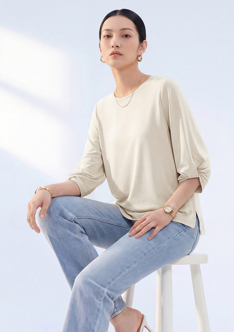 EasyCare 扭結七分袖上衣