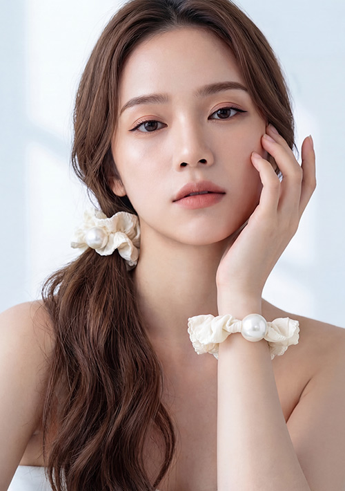 法式花邊珍珠髮圈