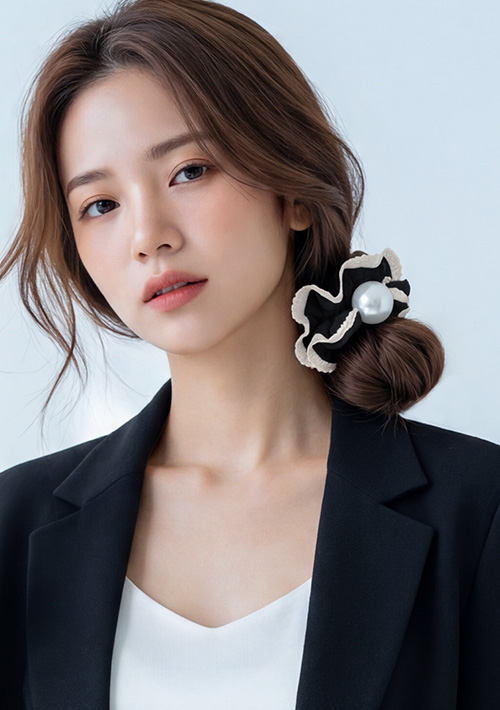 法式花邊珍珠髮圈