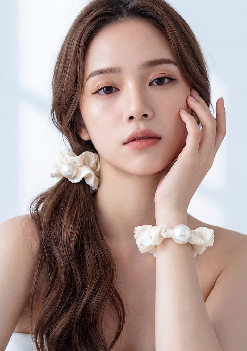 法式花邊珍珠髮圈