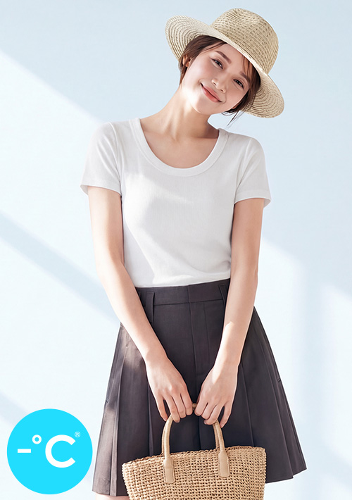 -°C 冰感極簡大圓領涼感上衣