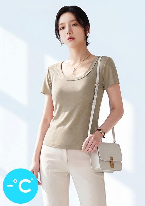 -°C 冰感極簡大圓領涼感上衣