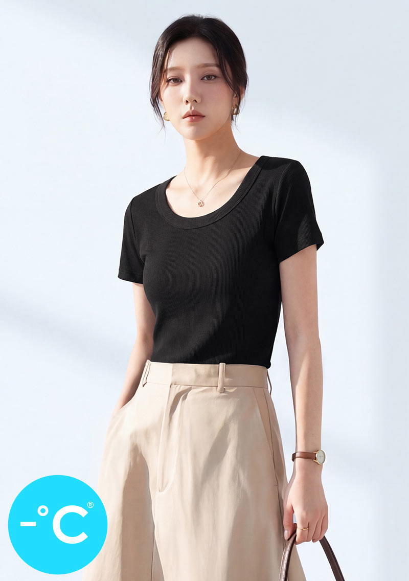 -°C 冰感極簡大圓領涼感上衣