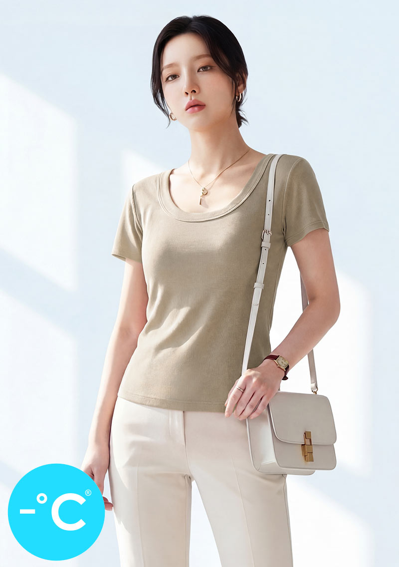 -°C 冰感極簡大圓領涼感上衣