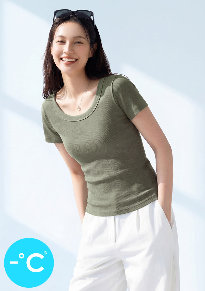 -°C 冰感極簡大圓領涼感上衣