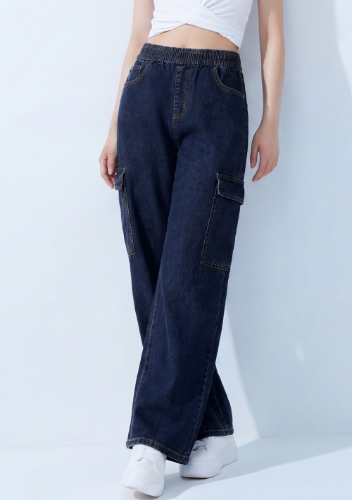 輕量牛仔工裝直筒褲