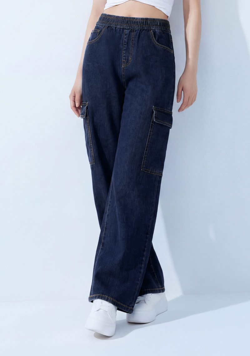 輕量牛仔工裝直筒褲