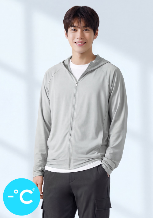 -°C 冰感【UPF50+防曬】網眼連帽涼感外套-男裝