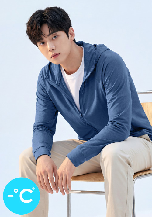 -°C 冰感【UPF50+防曬】網眼連帽涼感外套-男裝