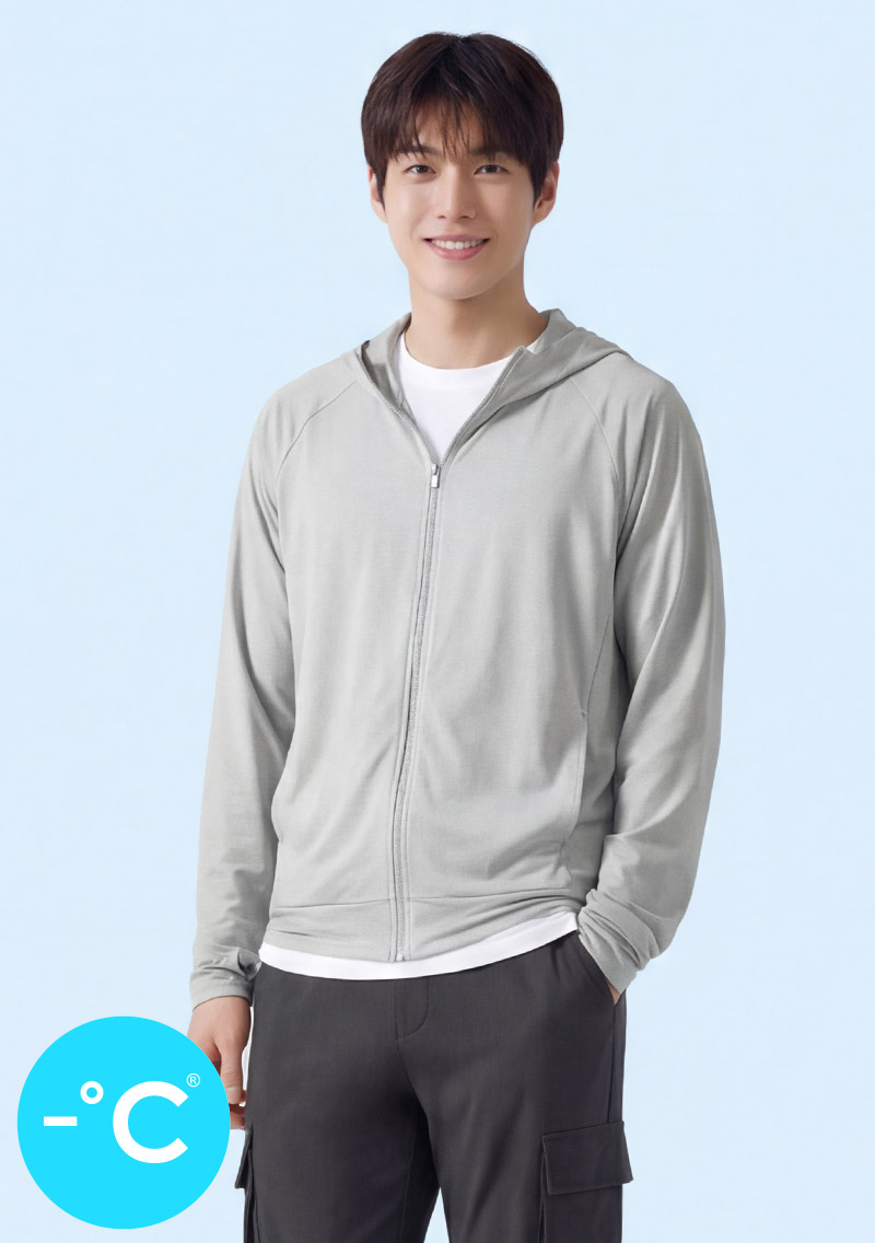 -°C 冰感【UPF50+防曬】網眼連帽涼感外套-男裝