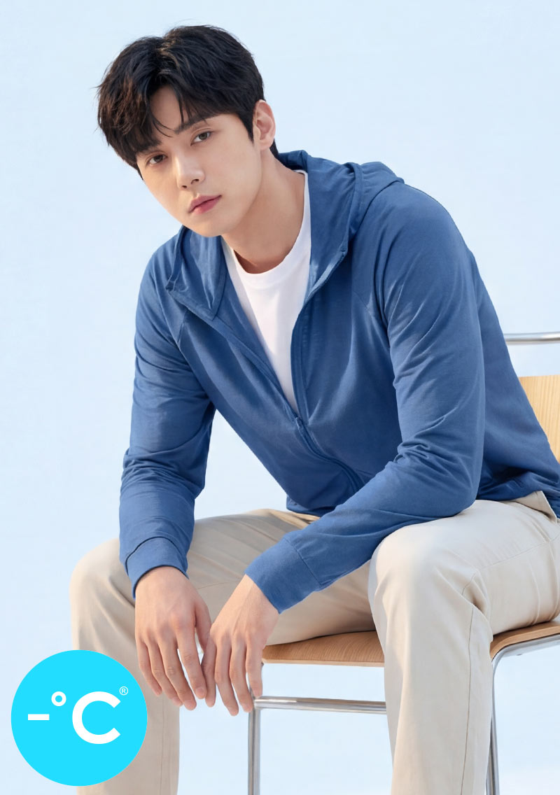 -°C 冰感【UPF50+防曬】網眼連帽涼感外套-男裝