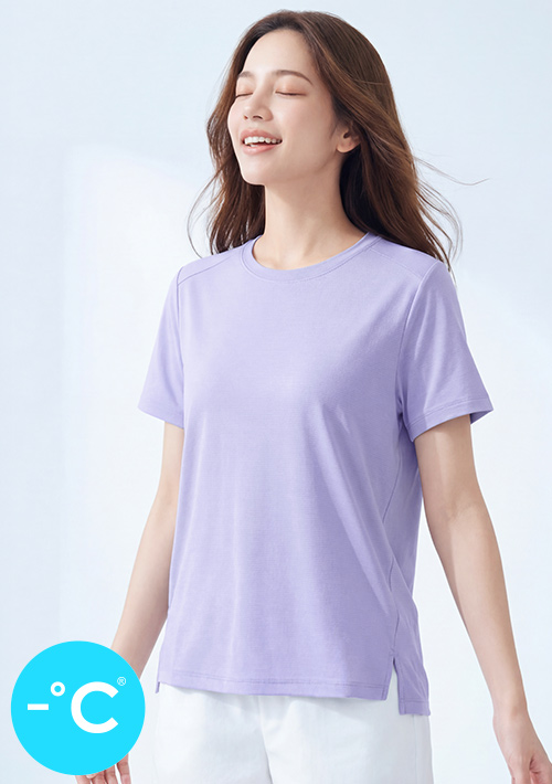 -°C 冰感立體剪裁側開衩紋理涼感上衣