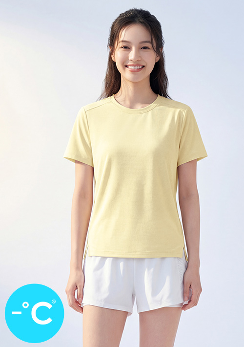 -°C 冰感立體剪裁側開衩紋理涼感上衣