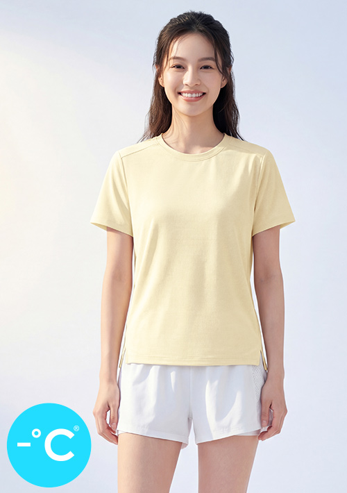 -°C 冰感立體剪裁側開衩紋理涼感上衣