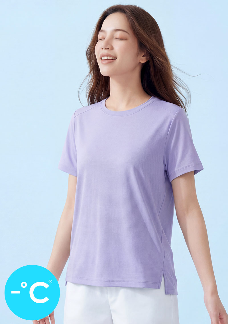 -°C 冰感立體剪裁側開衩紋理涼感上衣