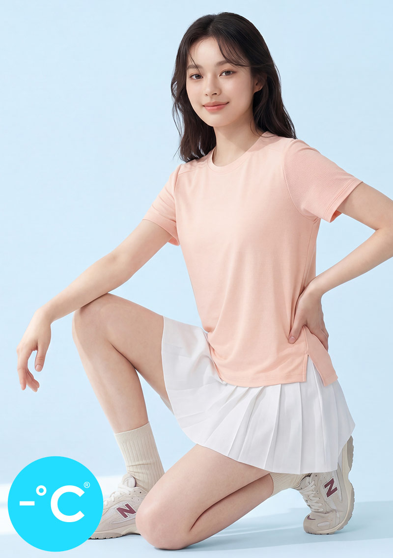 -°C 冰感立體剪裁側開衩紋理涼感上衣