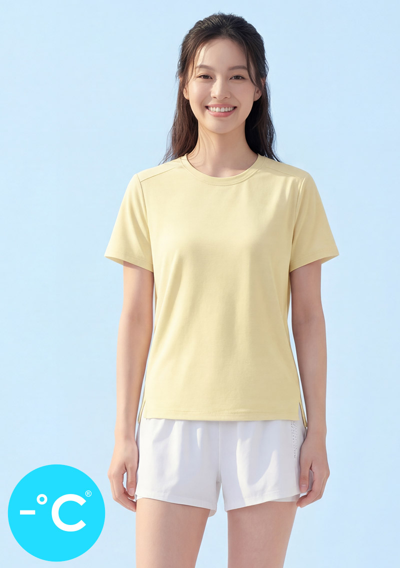 -°C 冰感立體剪裁側開衩紋理涼感上衣