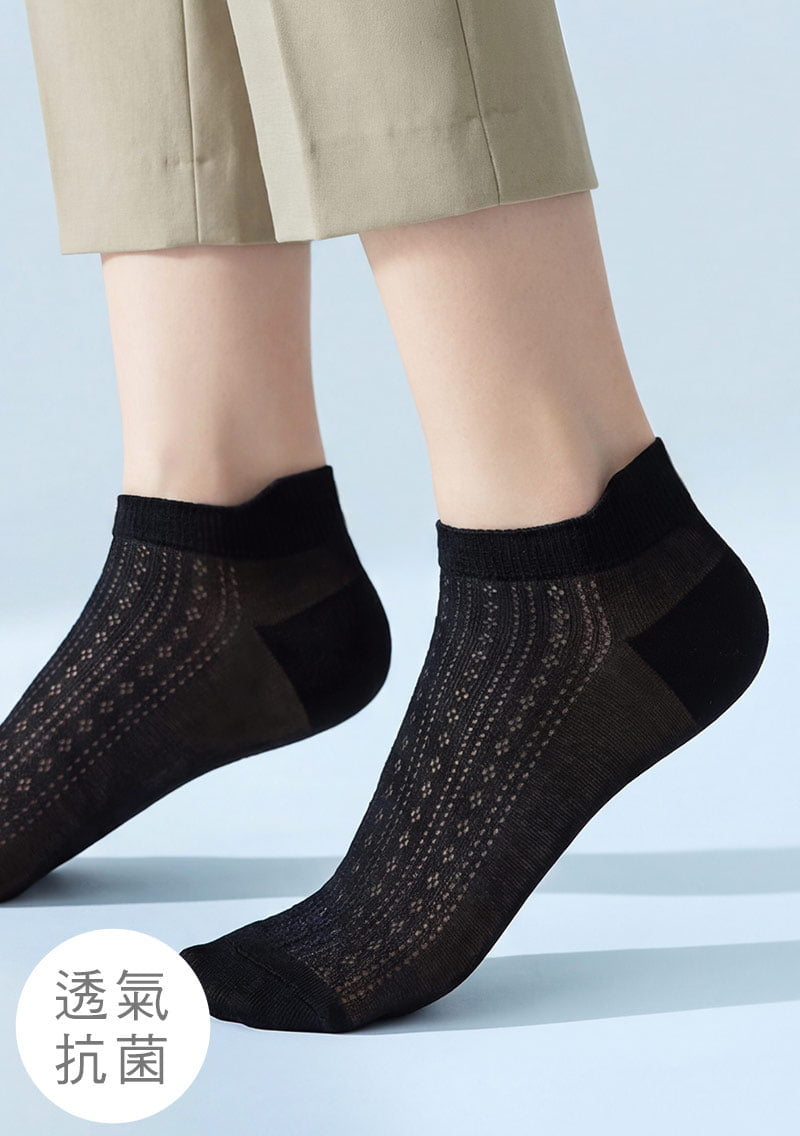 透氣鏤空抗菌防磨短襪