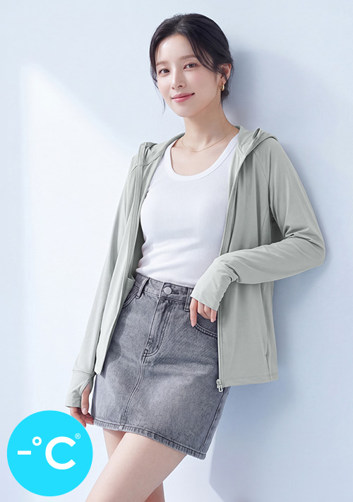 -°C 機能冰涼感【UPF50+防曬】可拆黑膠帽沿外套