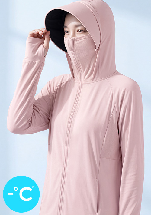 -°C 機能冰涼感【UPF50+防曬】可拆黑膠帽沿外套