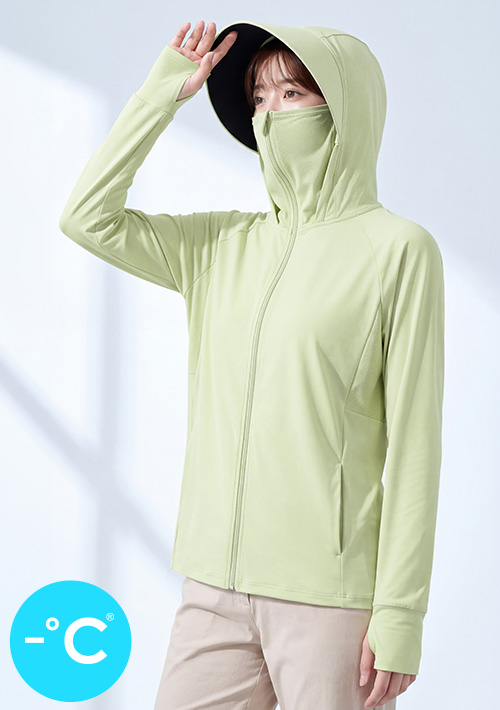 -°C 機能冰涼感【UPF50+防曬】可拆黑膠帽沿外套