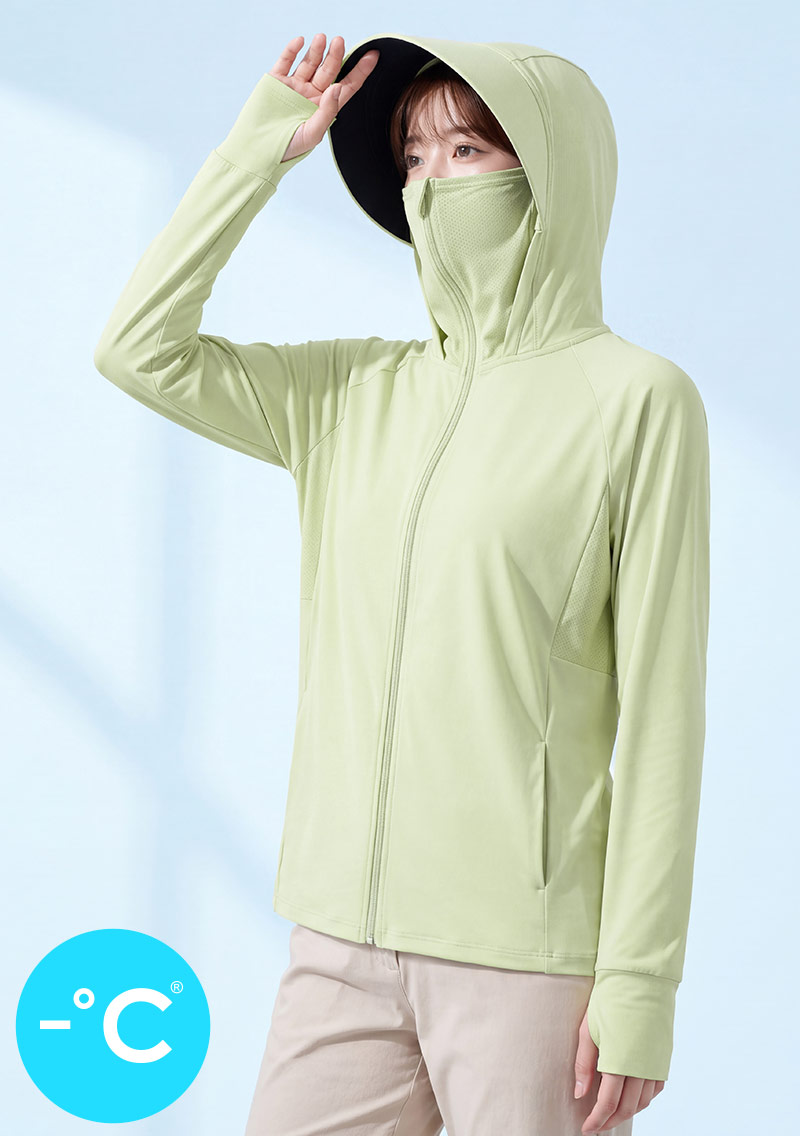 -°C 機能冰涼感【UPF50+防曬】可拆黑膠帽沿外套