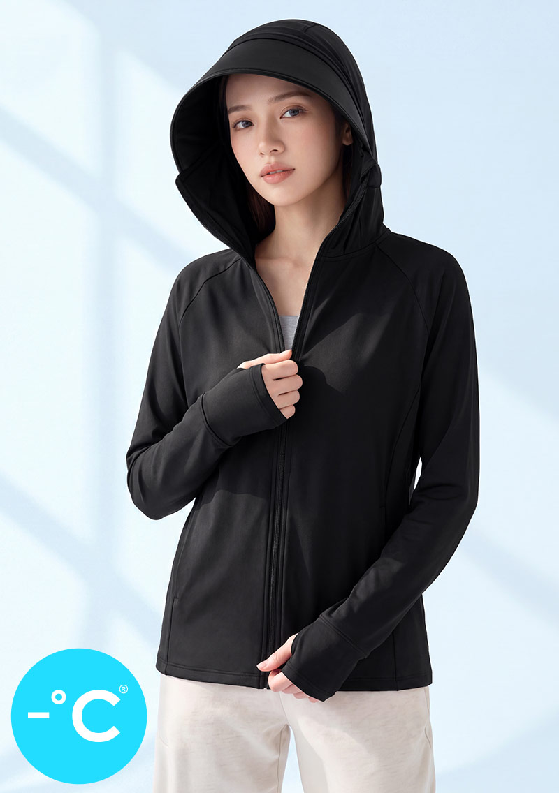 -°C 機能冰涼感【UPF50+防曬】可拆黑膠帽沿外套