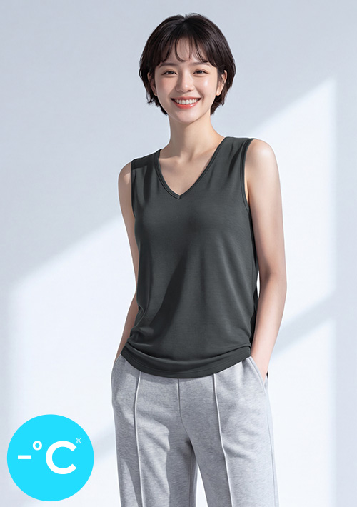 -°C 冰感莫代爾冰絲涼感V領背心