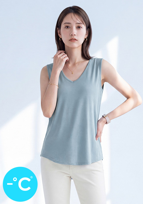-°C 冰感莫代爾冰絲涼感V領背心