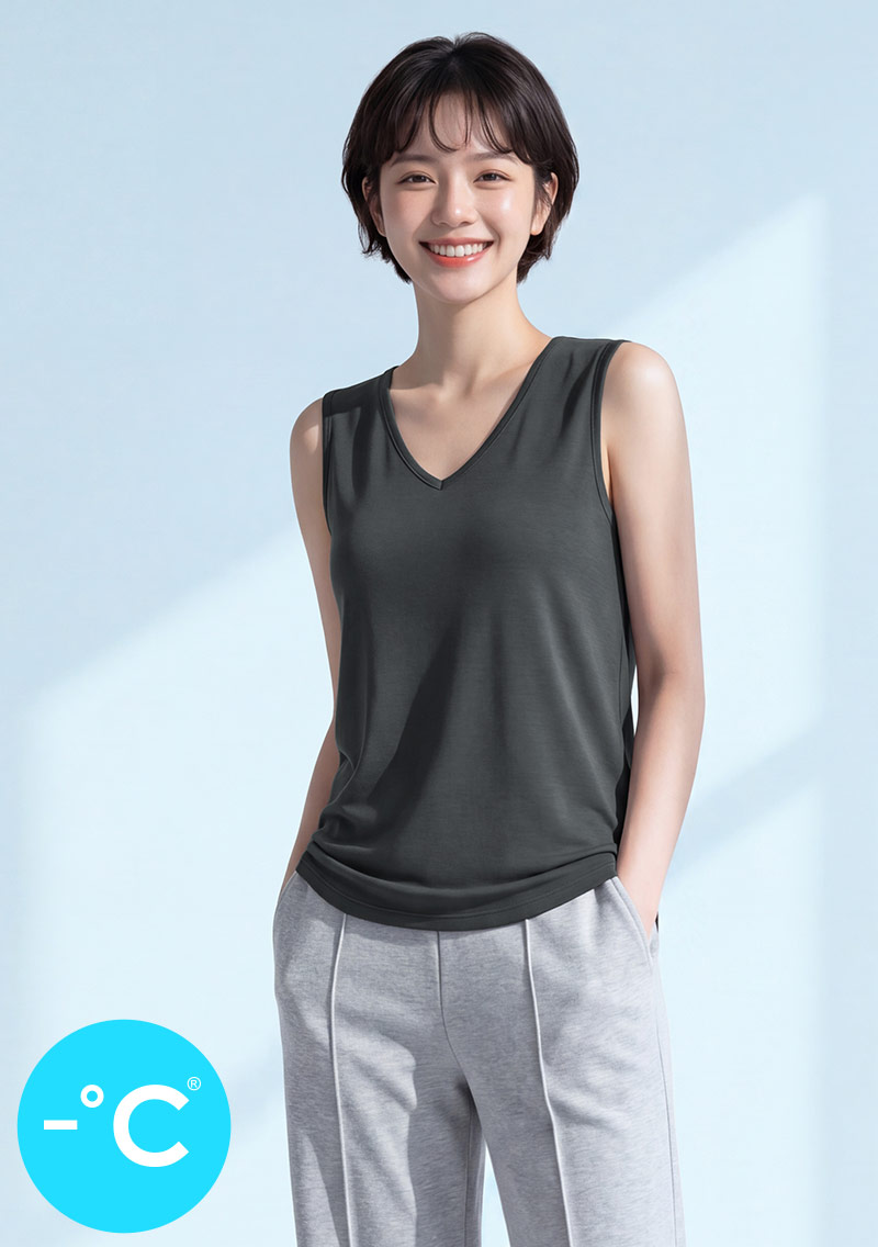 -°C 冰感莫代爾冰絲涼感V領背心