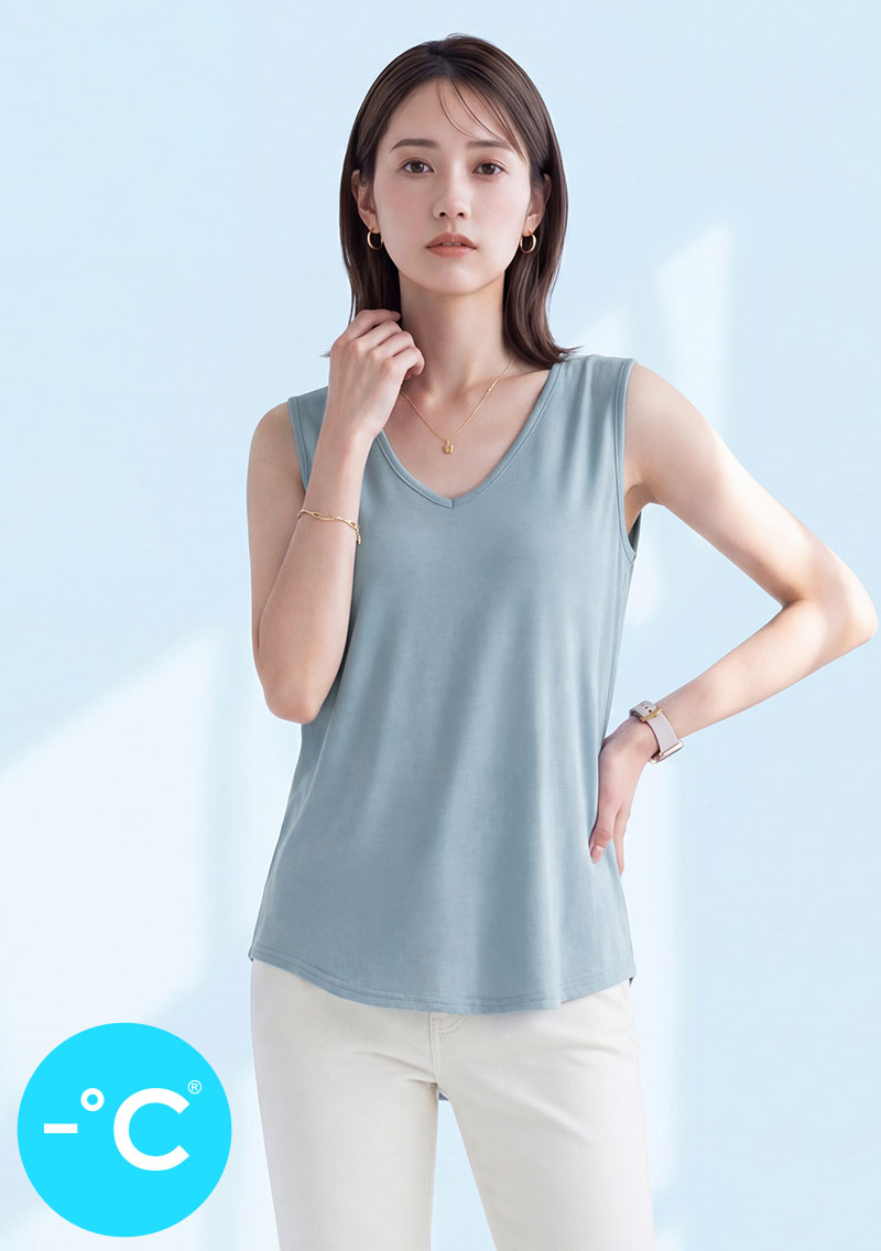 -°C 冰感莫代爾冰絲涼感V領背心