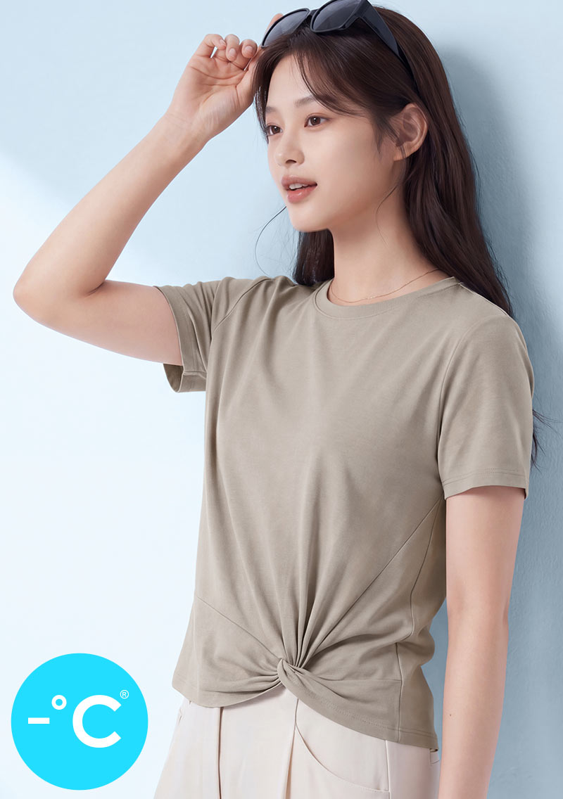 女款冰感上衣推薦|呼吸棉扭結短袖・通勤休閒穿搭|衣芙 EFShop