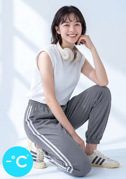 -°C 機能冰涼感【UPF50+防曬】邊條束口褲