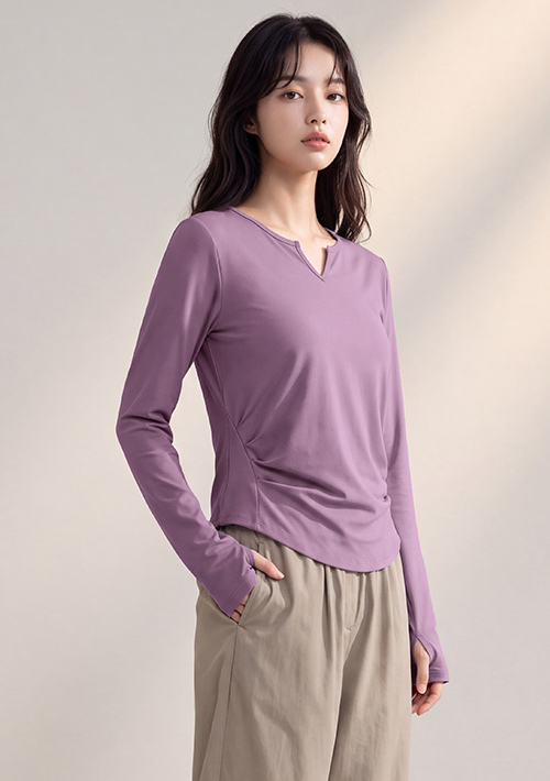 【限時$260】小V領彈力修身運動上衣