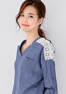 舒柔美感緹花棉麻上衣