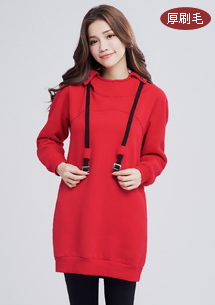 【限時$359】微醺暖感厚刷毛連帽洋裝