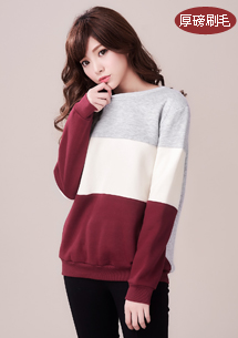 【限時$219】美好呈現配色厚刷毛上衣
