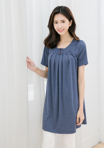 甜美女孩壓摺寬鬆長上衣