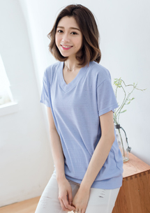 【限時$99】極簡舒適立體條V領上衣