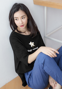 星星掛式印花棉質上衣
